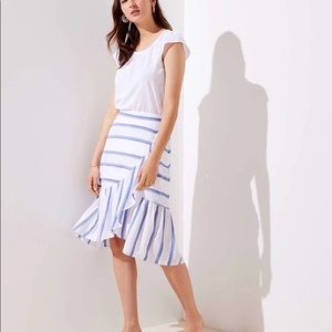 🛍LOFT NWT Stripe Ruffle Wrap MIDI Skirt Sz 4
